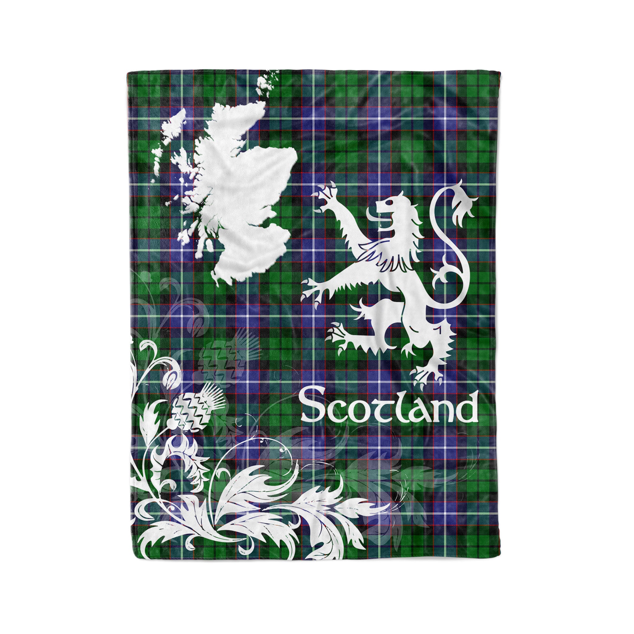 Tartan Plaid Fleece Blanket Tartan Blanket Thistle And Lion Scottish Clan Galbraith Modern Plaid Blanket