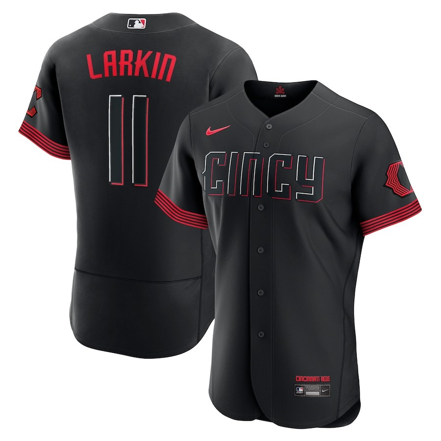 Barry Larkin 11 Cincinnati Reds 2023 City Connect Player Elite Jersey – Black