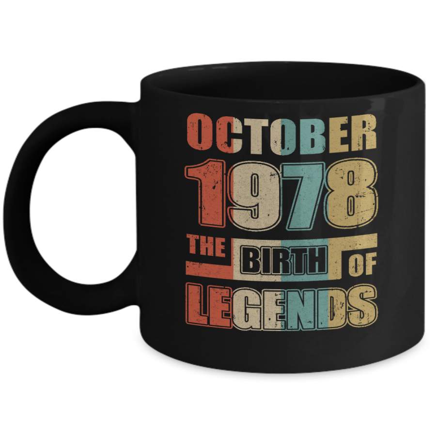 Vintage Retro October 1978 Birth Of Legends 42th Birthday Mug