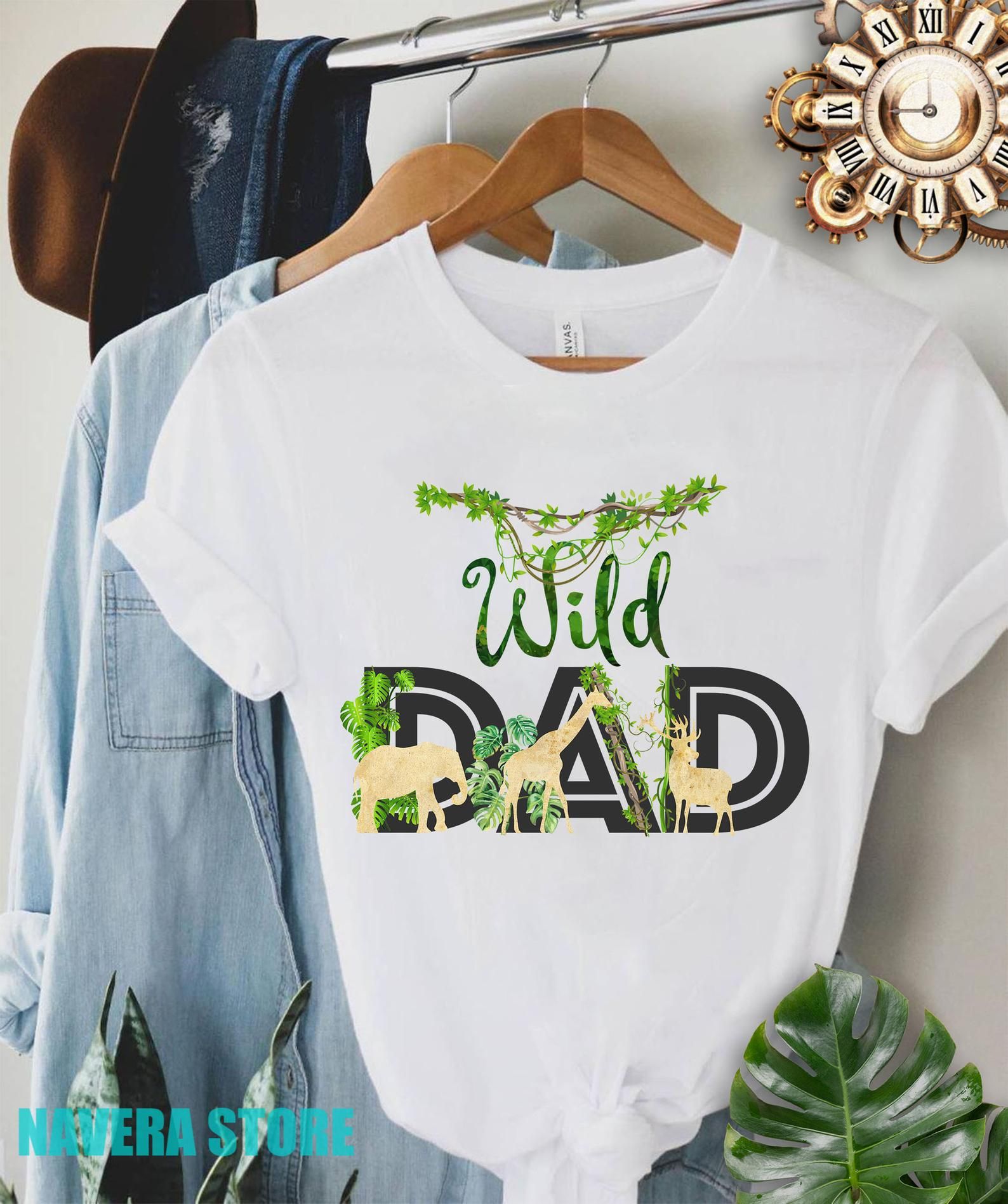 Two Wild Birthday Dad Shirt Matching Shirts Girls Birthday Party Gold Safari Animals 2Nd Birthday Girl Two Wild Birthday