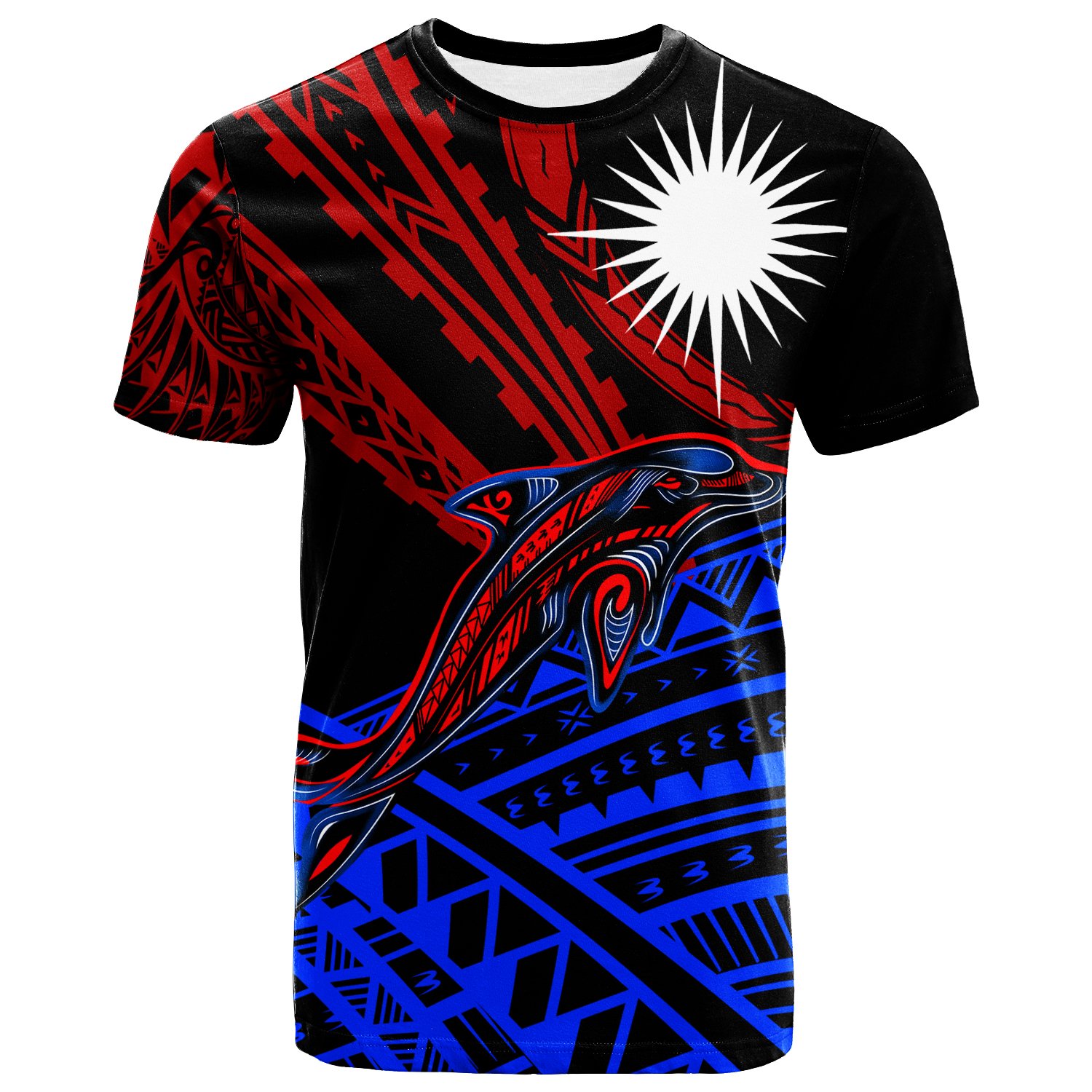 Marshall Islands T-Shirt – Dolphin Surf Pattern – BN20