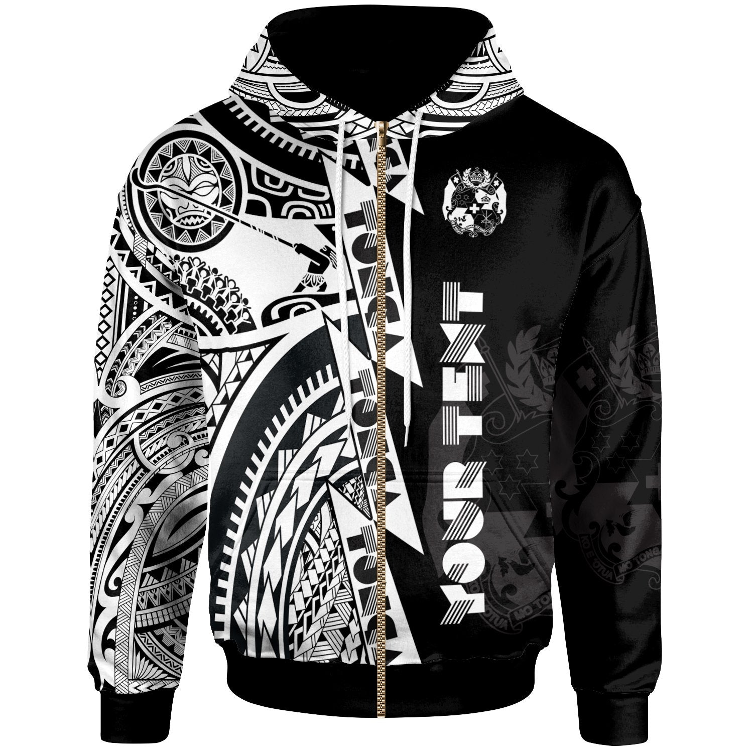 (Custom Personalised) Polynesian Tonga Zip-Up Hoodie – Maui Moana Tattoo With Seal Tonga