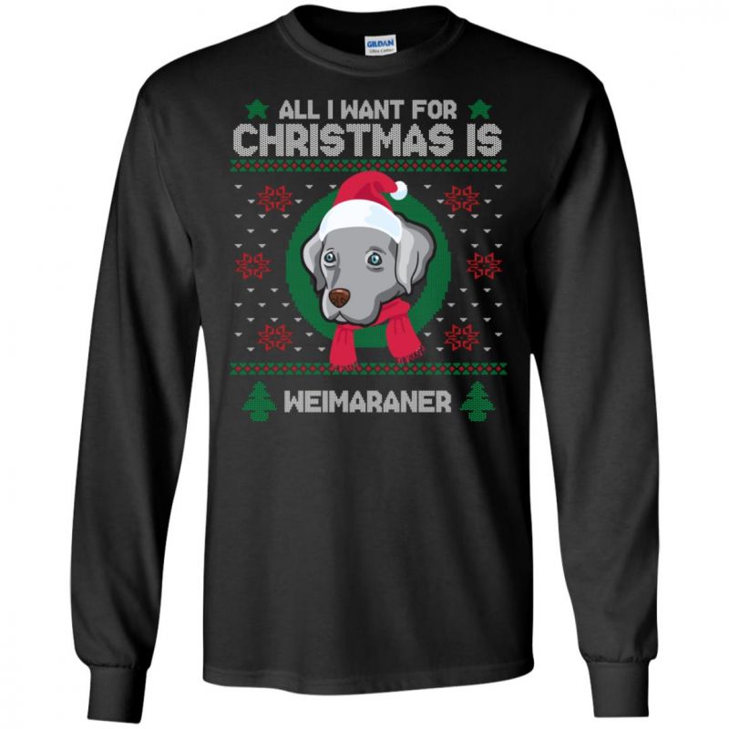 Xmas Weimaraner Santa Hat Ugly Sweater Christmas Unisex Long-sleeve