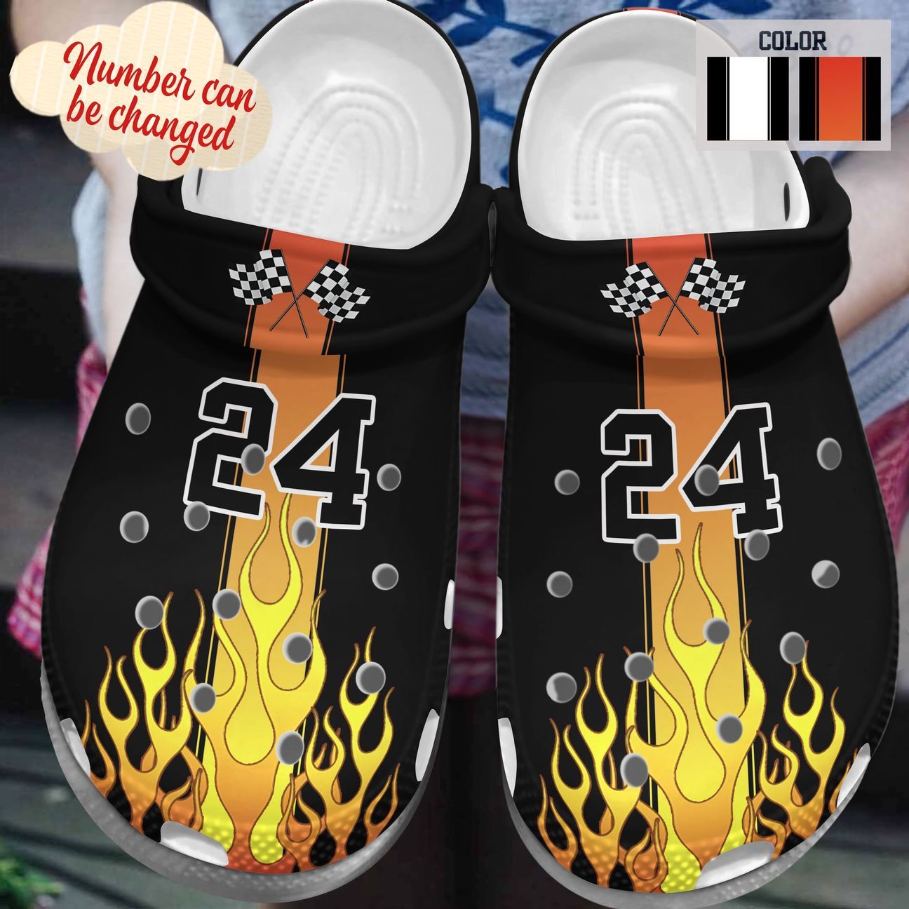 Drag Racer Personalized Clog, Custom Name, Text, Color, Number Fashion Style For Women, Men, Kid, Print 3D Road Flame