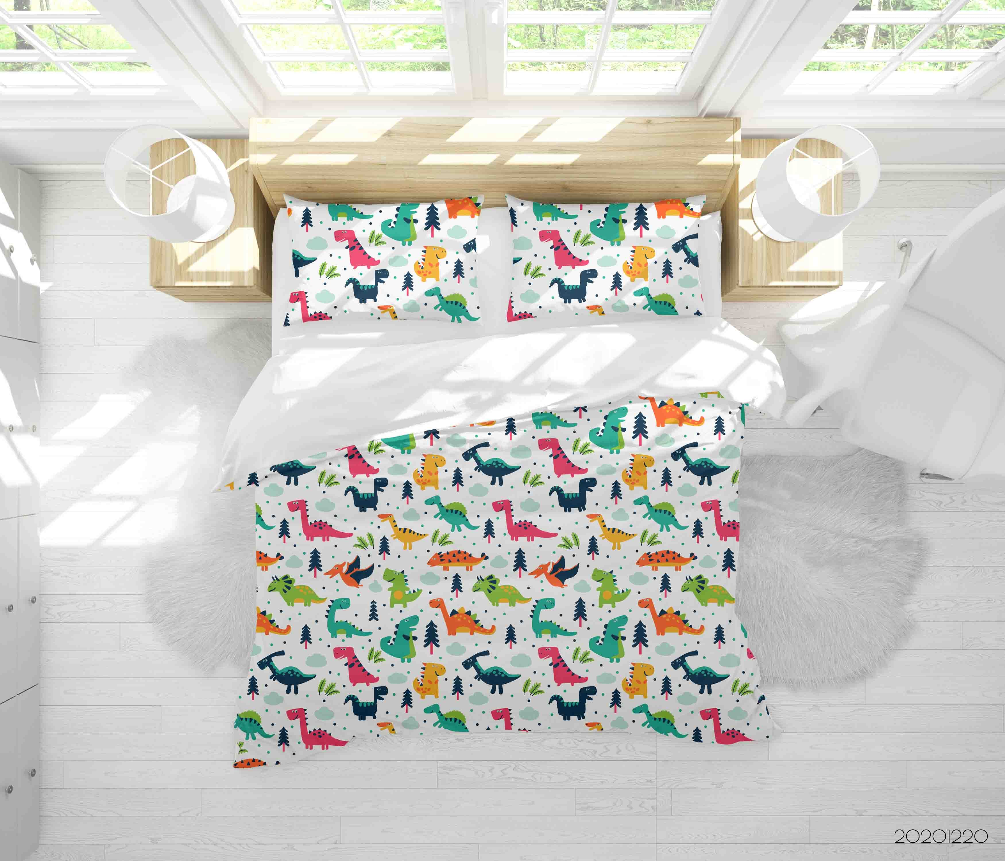 3D Hand Drawn Animal Color Dinosaur Quilt Cover Set Bedding Set Duvet Cover Pillowcases 40