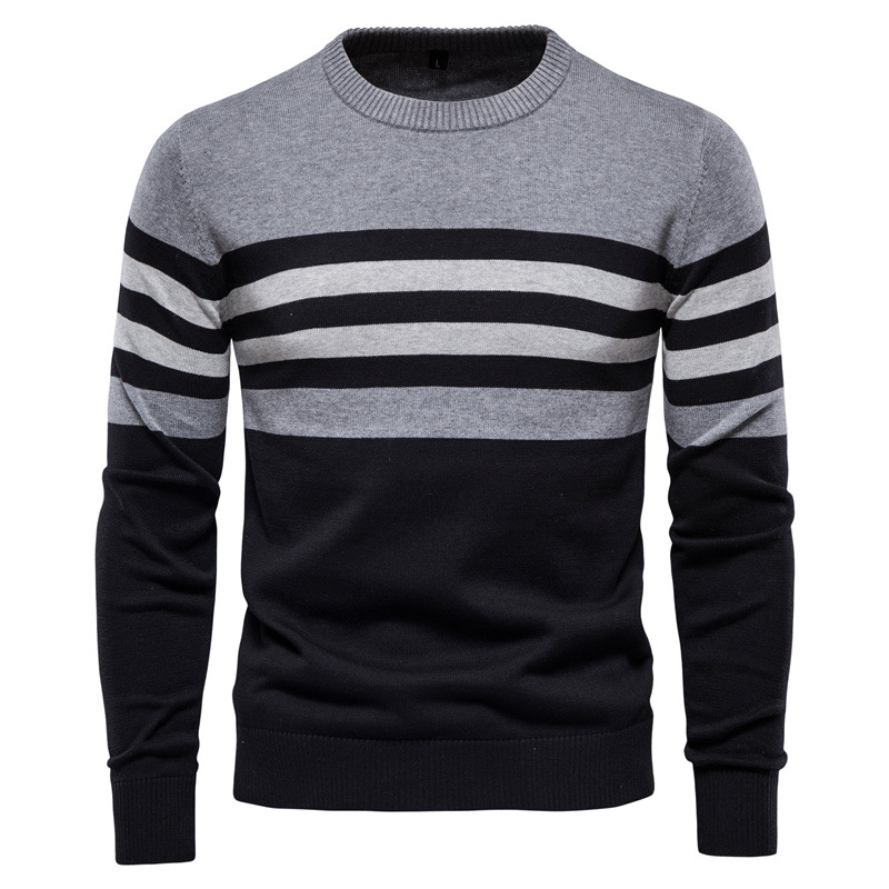 5XL Autumn Sweater Men Pullover Cotton Knit O-Neck Striped Sweaters Male Winter Warm Jersey Mens Sweaters Boy Jumpers Plus Size alx