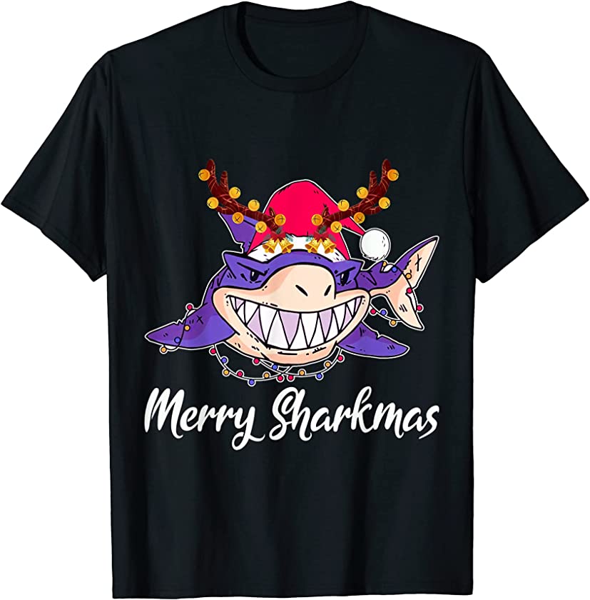 Christmas Shark Lover Merry Sharkmas Ocean Animals T-Shirt