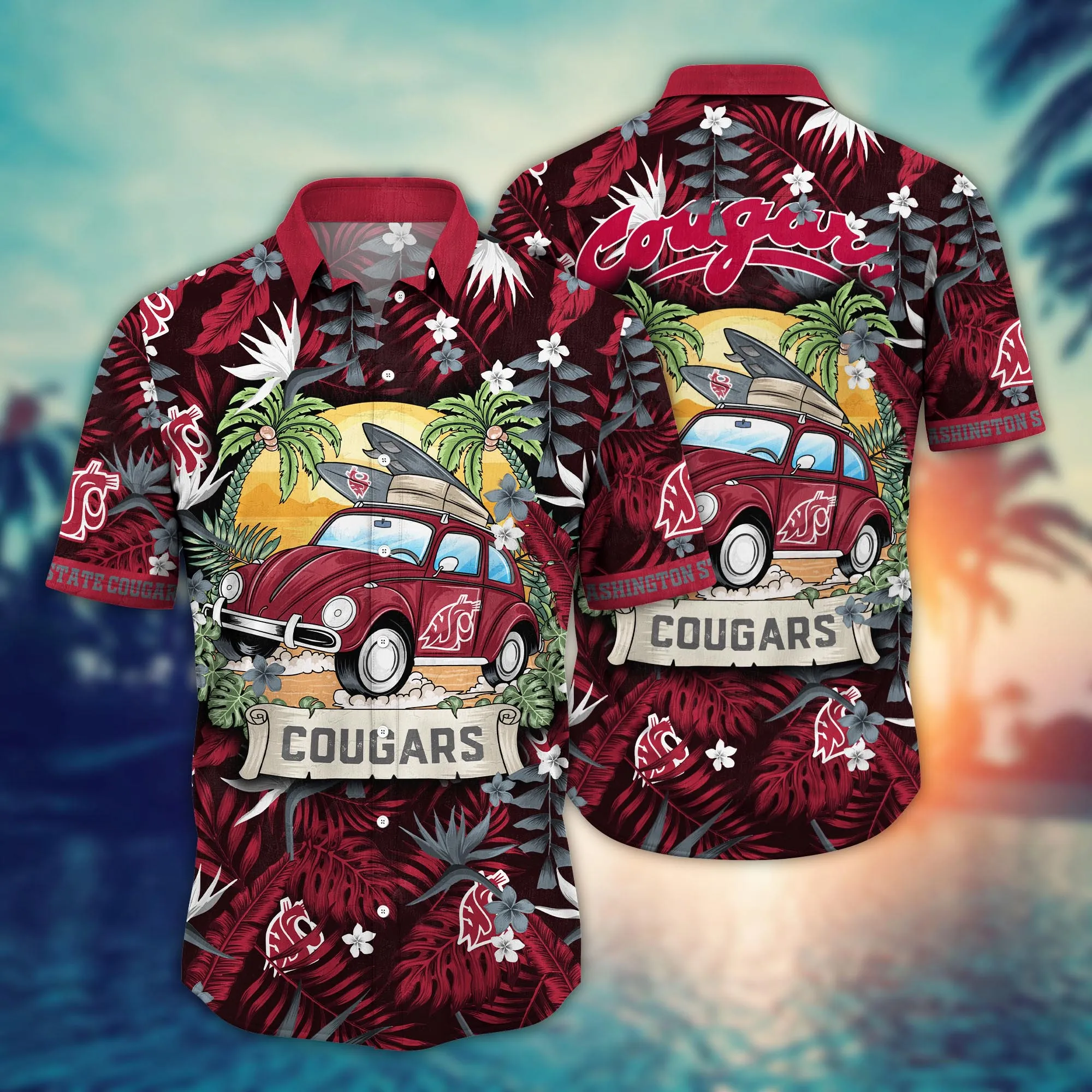 Washington State Cougars NCCA Hawaiian Shirt Sandcastlestime Aloha Shirt