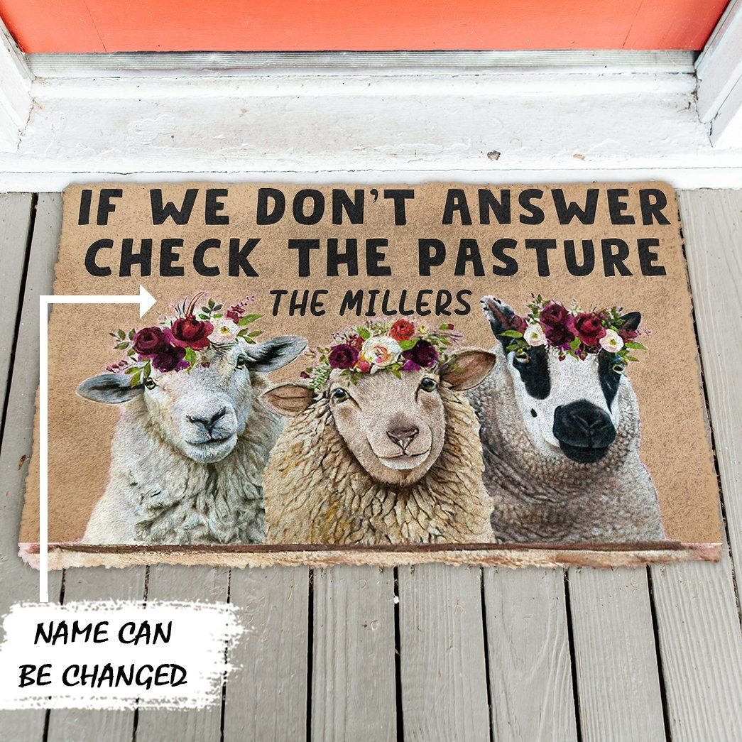 3D Check The Sheep Pasture Custom Name Doormat