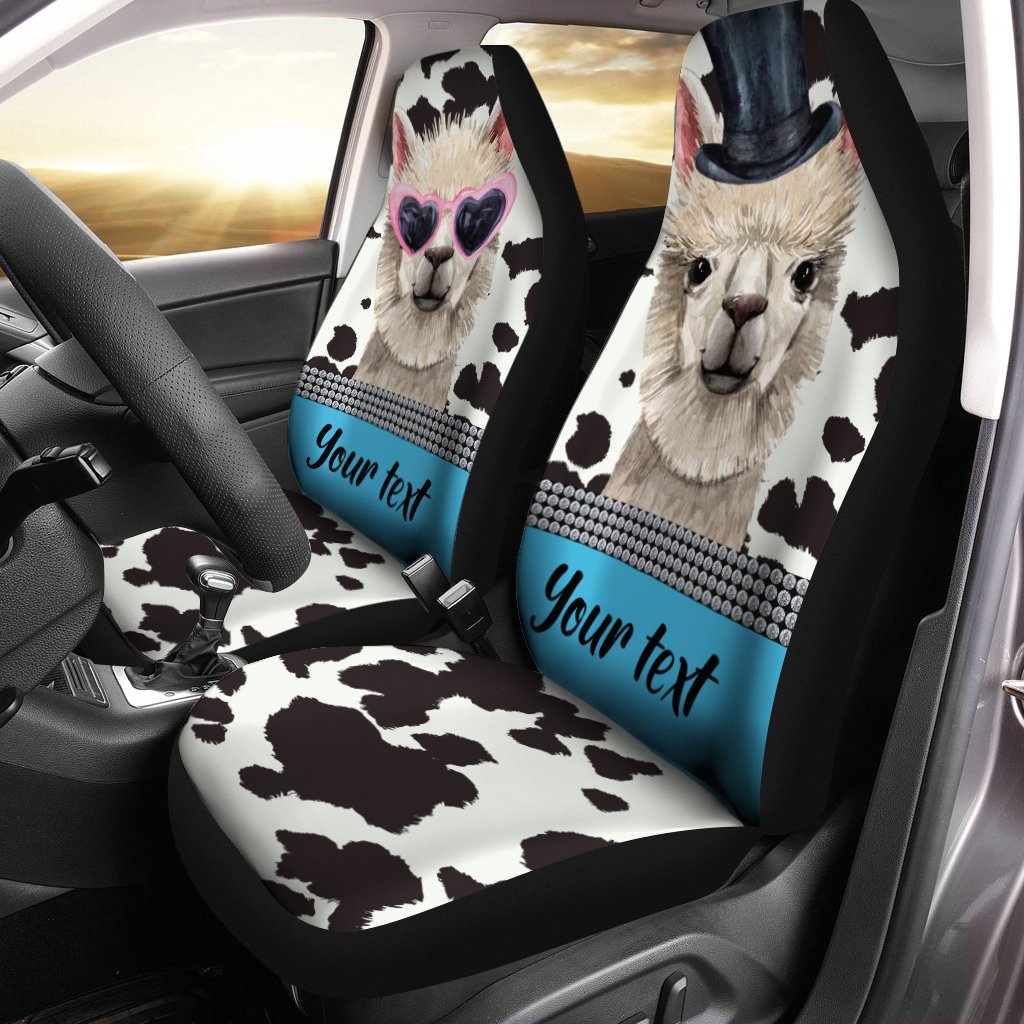 Personalized Couple Llama Car Seat Covers Custom Farmhouse Animal Car Accessories Anniversary Gifts Idea