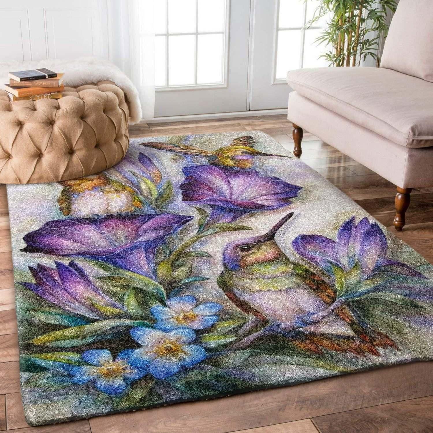 Hummingbird And Purple Flower Dd0710112R Rug Custom By Brunomarsrugs