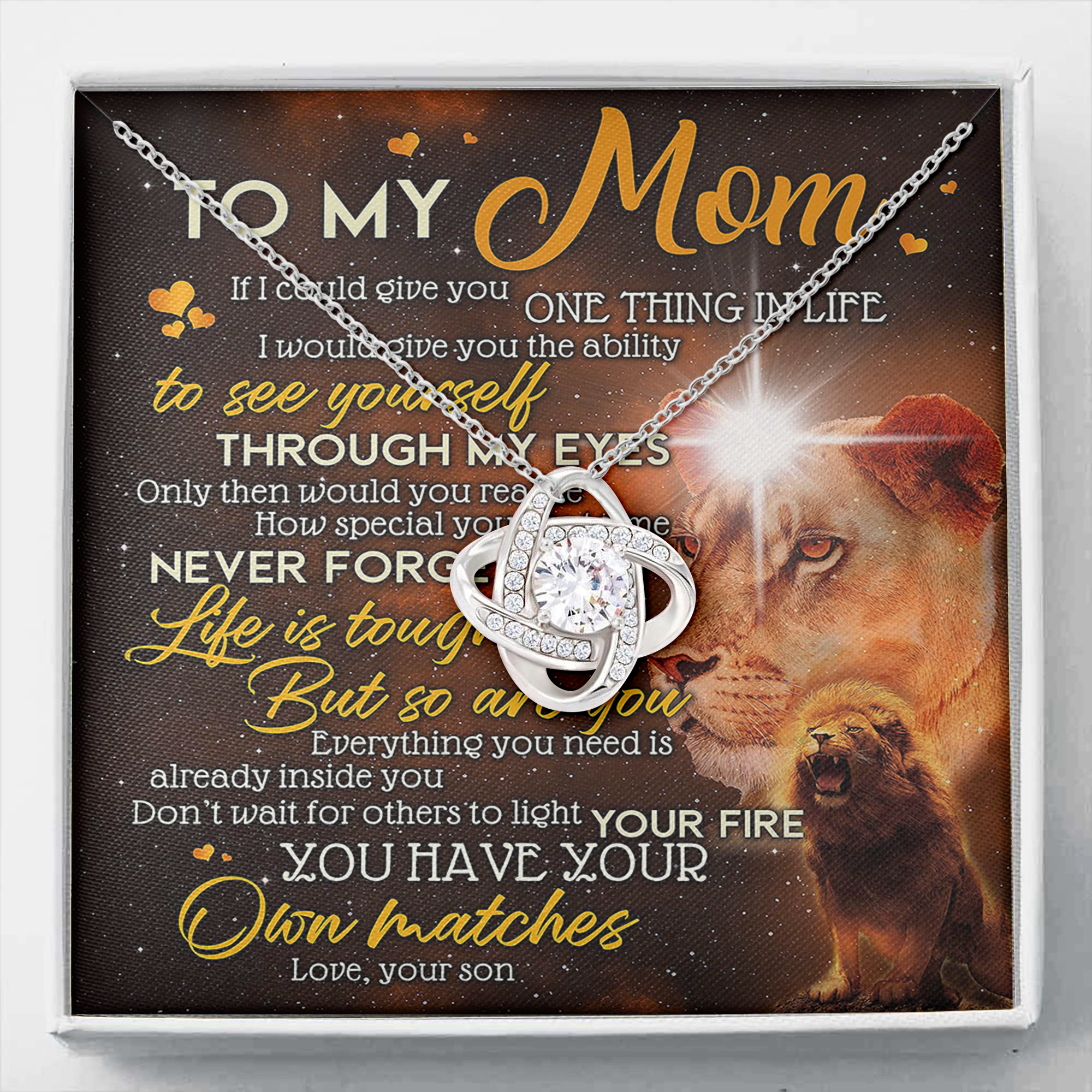 To My Mom, Lion, You Have Your Own Matches To My Mother Necklace Gift To Mother Mom For Christmas Birthday Mother’S Day, Custom Message Card To Mom