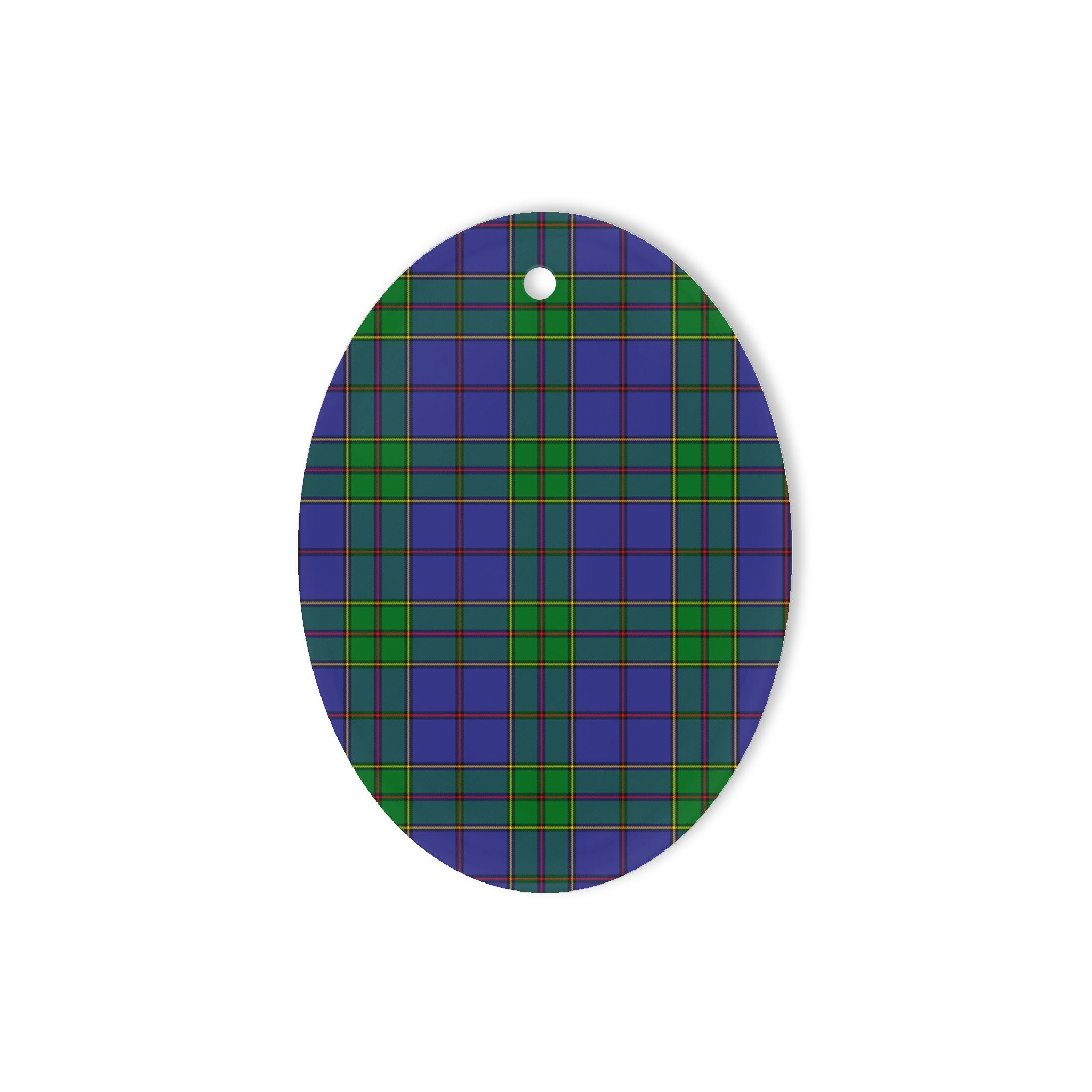 Strachan Tartan Oval Ornaments, Christmas Tree Ornament, Plaid Christmas Ornaments, Ceramic Oval Christmas Tree Decoration