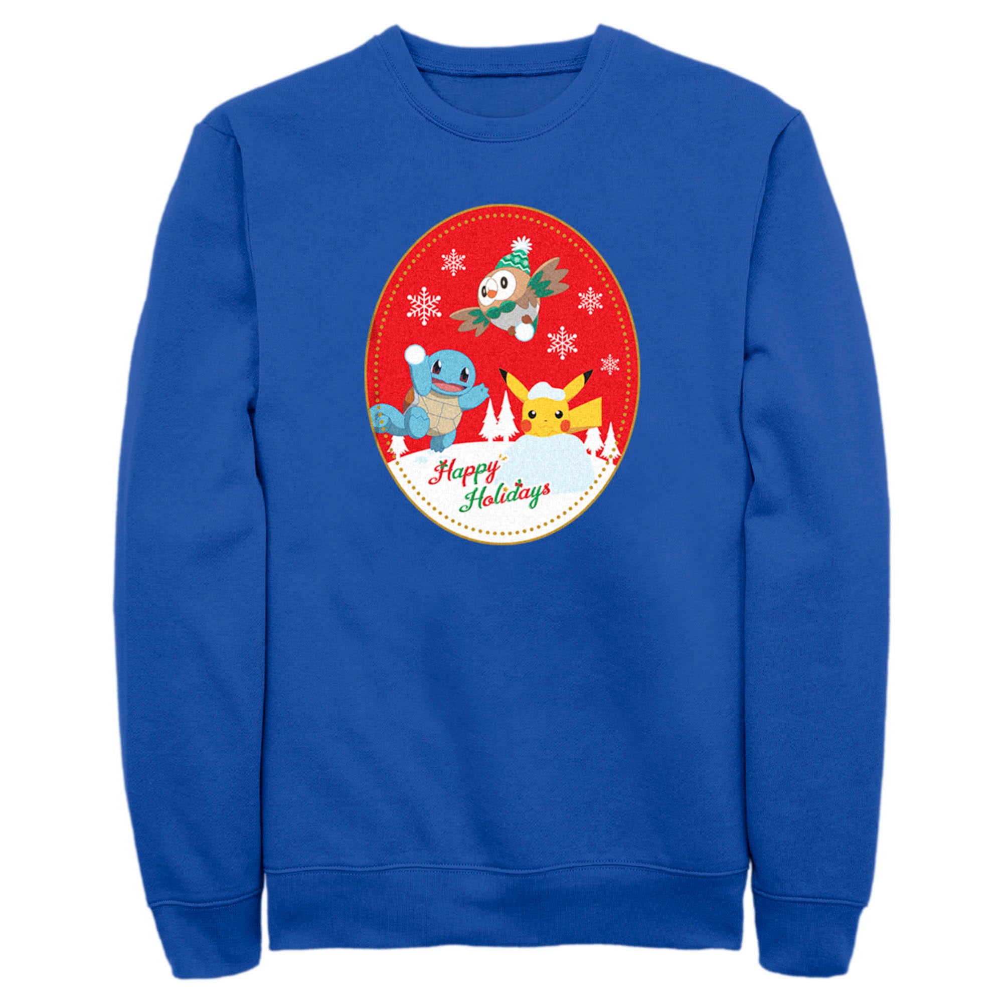 Men’S Pokemon Christmas Happy Holidays Patch Sweatshirt