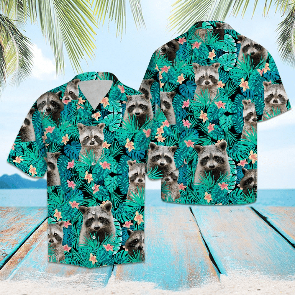 Get Here Raccoon Lover Hawaii Aloha Shirts H Ha46384