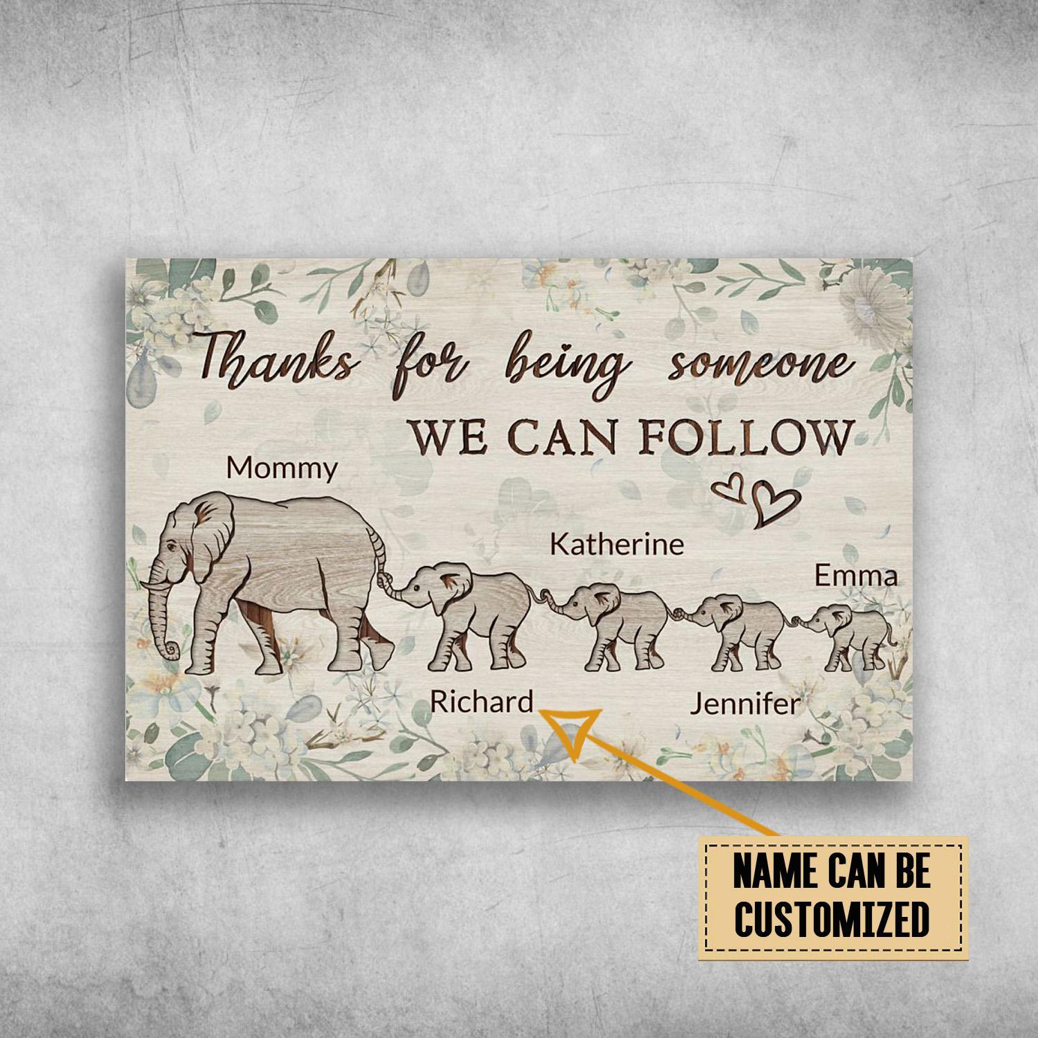 The Elephant’s Family Customized Personalized Name Poster Print Wall Art Canvas Wall Decor