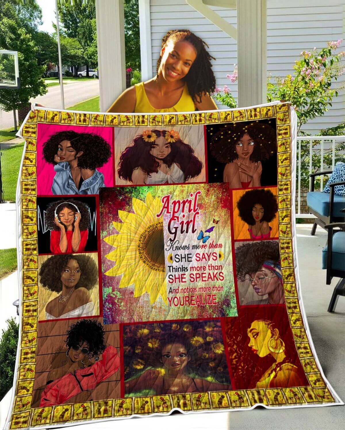 African American Quilt Designs April Girl Knows More Than She Says Beautiful Black Woman Afrocentric Themed Gift Idea WBG1114