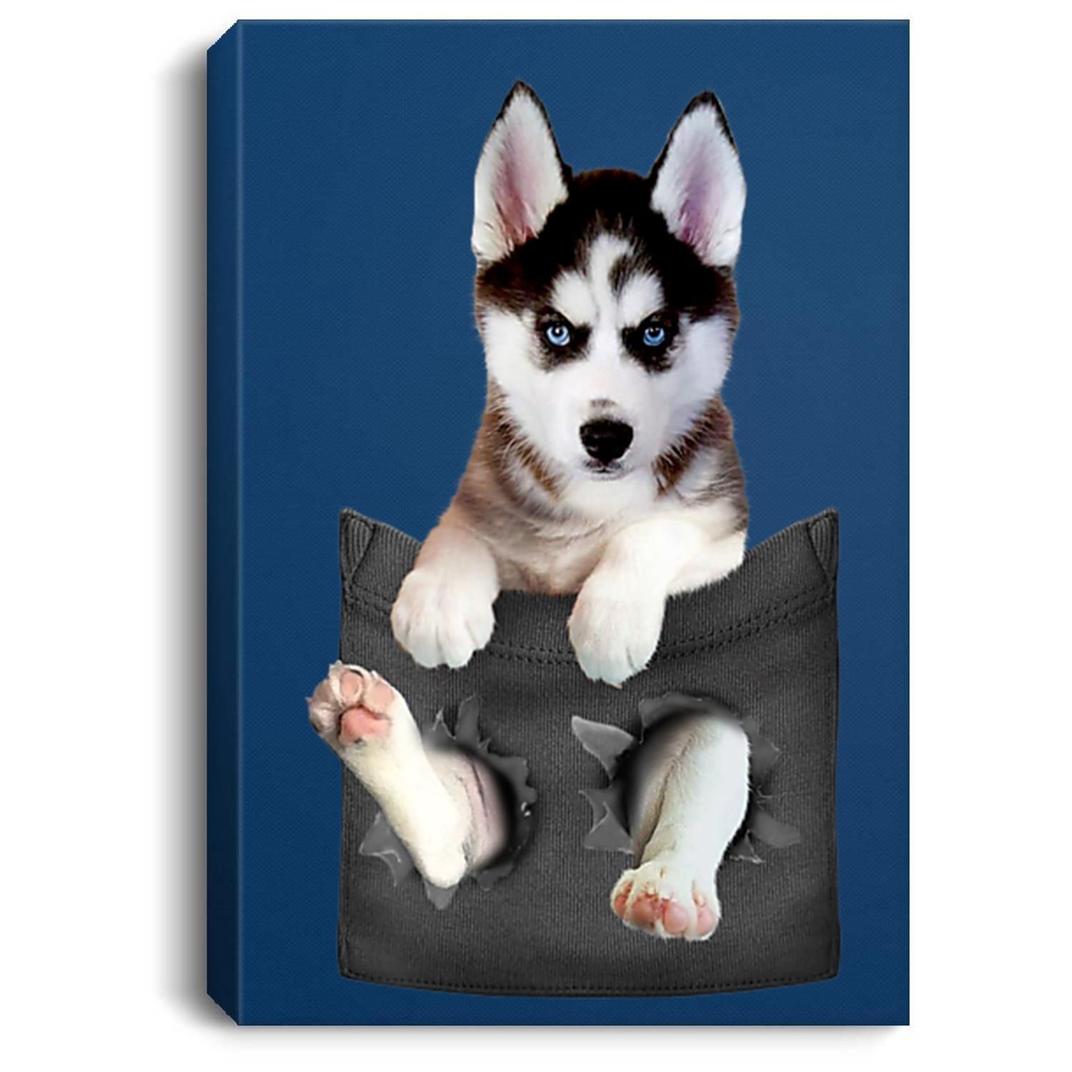 Siberian Husky In Pocket Puppy Portrait Canvas