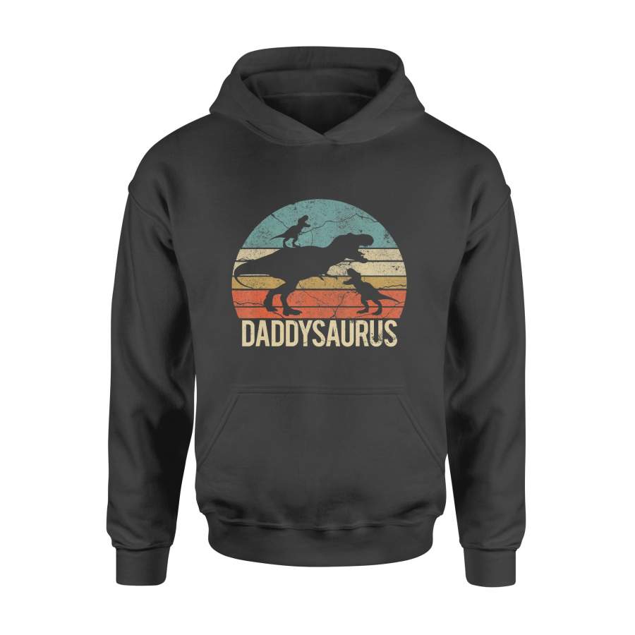 Daddy Dinosaur Daddysaurus 2 Two kids christmas Gift For Dad – Standard Hoodie