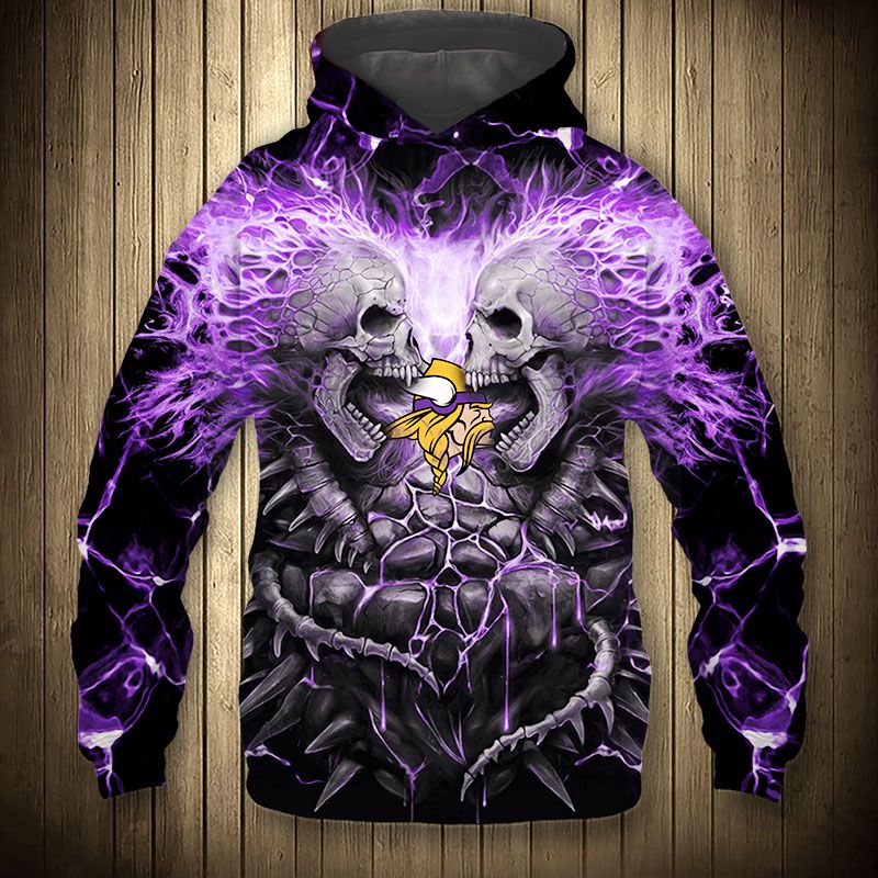 Electric Minnesota Vikings Skull Hoodies – Halloween Hoodie