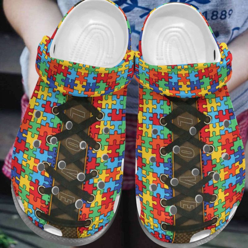 Autism Awareness Day Love Puzzle Pieces Crocband Clog Shoes