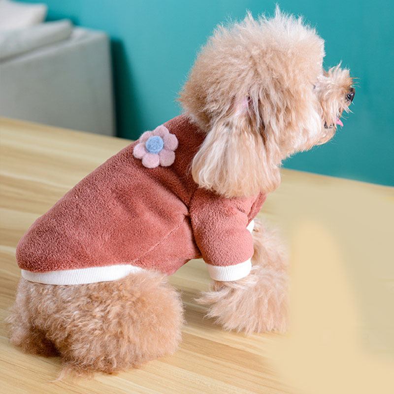 Pet Clothes Cute Plush Flowers Arctic Velvet Pet Clothes Fleece Pet Vest Flower Nest Pet Supplies Sweet Winter Puppy Clothes alx