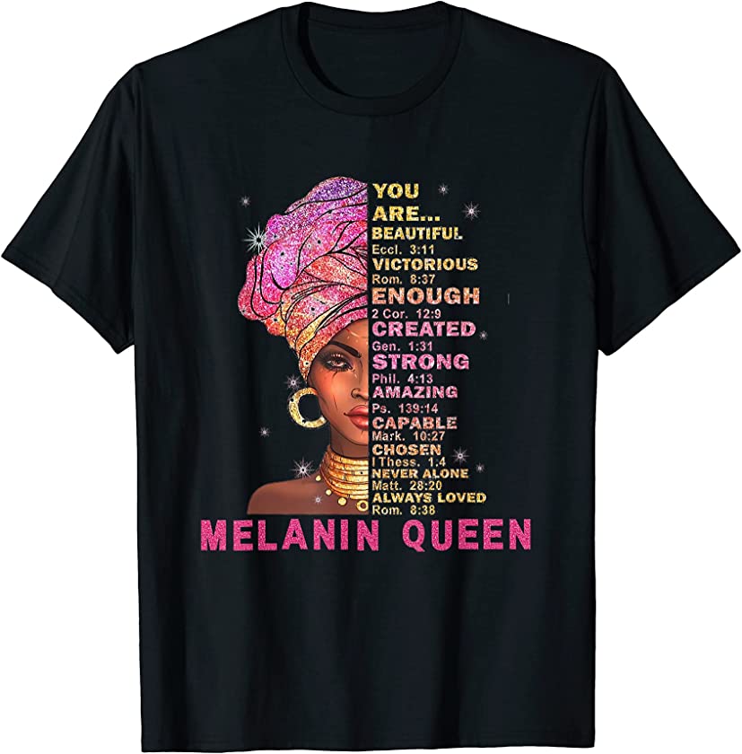 Melanin Queen – Christian female black power T-Shirt