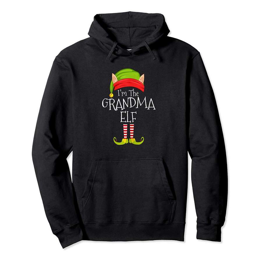 Womens Christmas Family Matching Costume I’m The Grandma Elf Xmas Hoodie