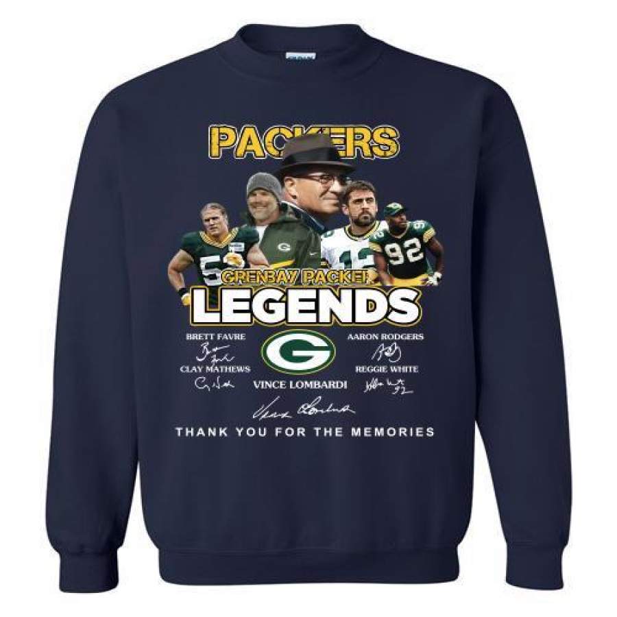 Green Bay Packers Brett Favre Aaron Rodgers Vince Lombardi Legends Thank You For The Memories Signatures Sweatshirt