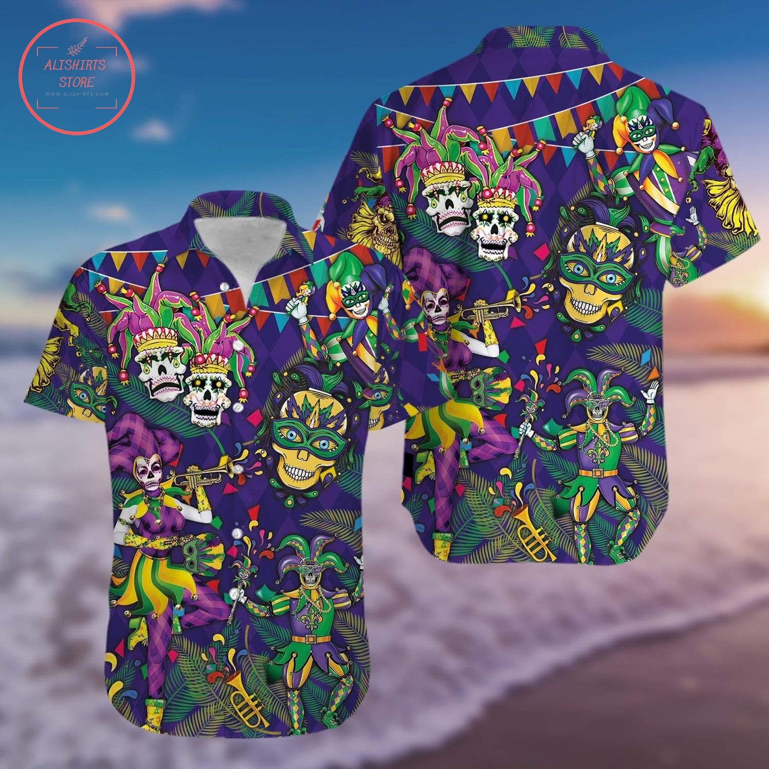 Mardi Gras Clown Skull Hawaii Shirt Diosweater Ha43420