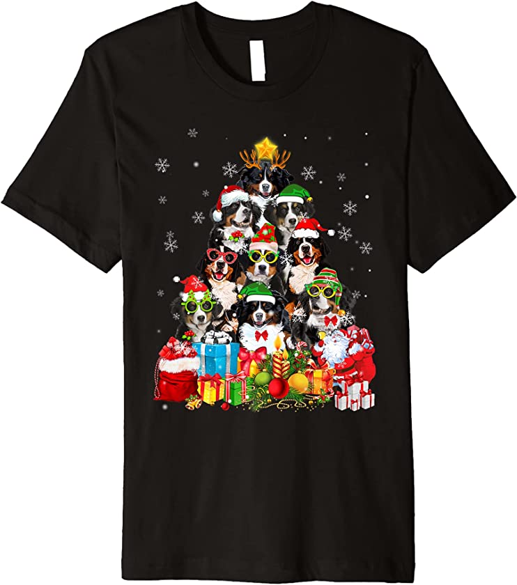 Bernese Mountain Dog Christmas Tree Xmas Pajama Puppy Lover Premium T-Shirt