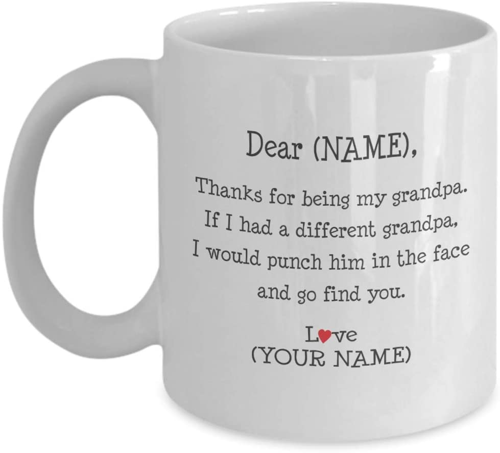 Grandpa Gift. Grandpa Coffee Mug. Gifts For Grandpa. Funny Personalized Cup. Punch Gag Gift. Father’S Day Gift From Grandson Granddaughter