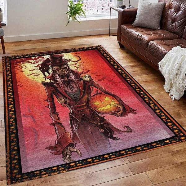 Skull And Cat Halloween Rug