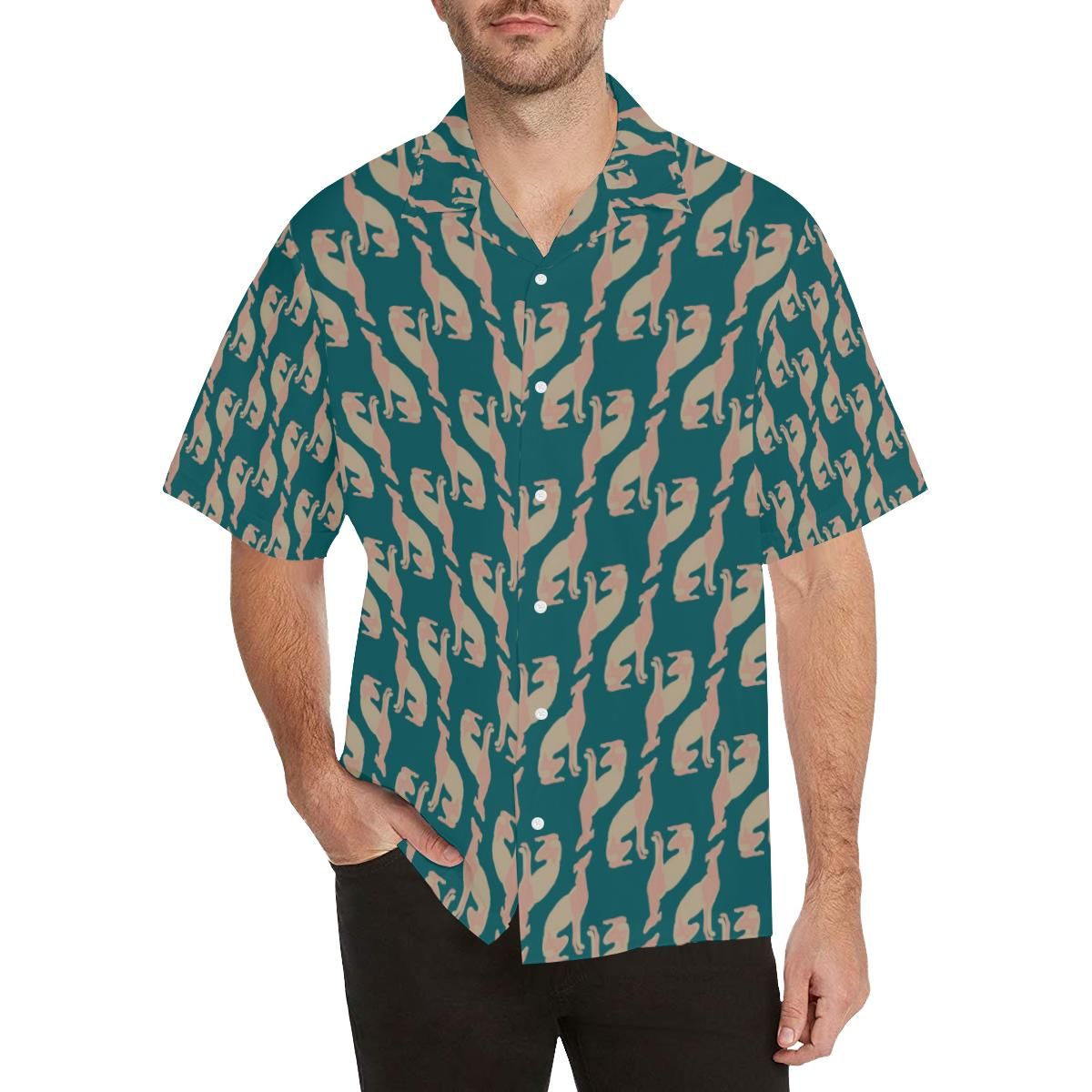 Greyhound Pattern Print Design 05 Men’s All Over Print Hawaiian Shirt (model T58)