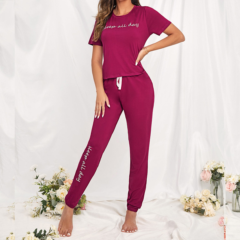 Autumn And Winter Women’s Long Sleeve Pajamas Set Cute Love Print Top And Pants Pjs Lounge Sets Home Wear Set alx