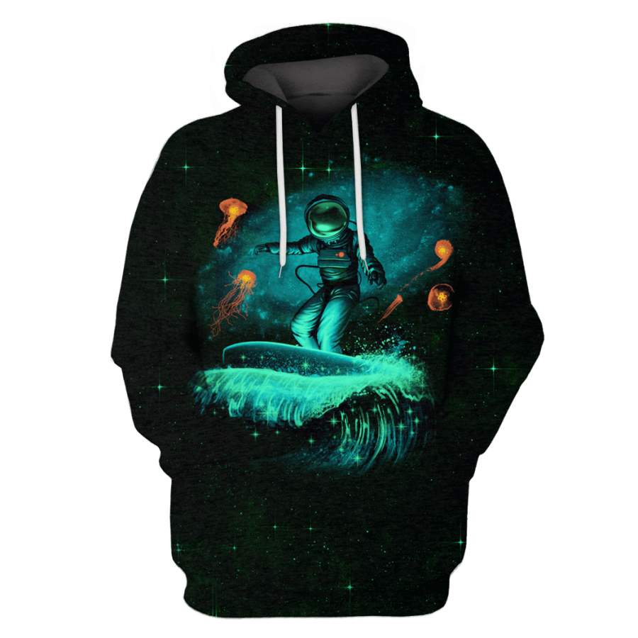 Astronaut surfing in galaxy Custom T-shirt – Hoodies Apparel