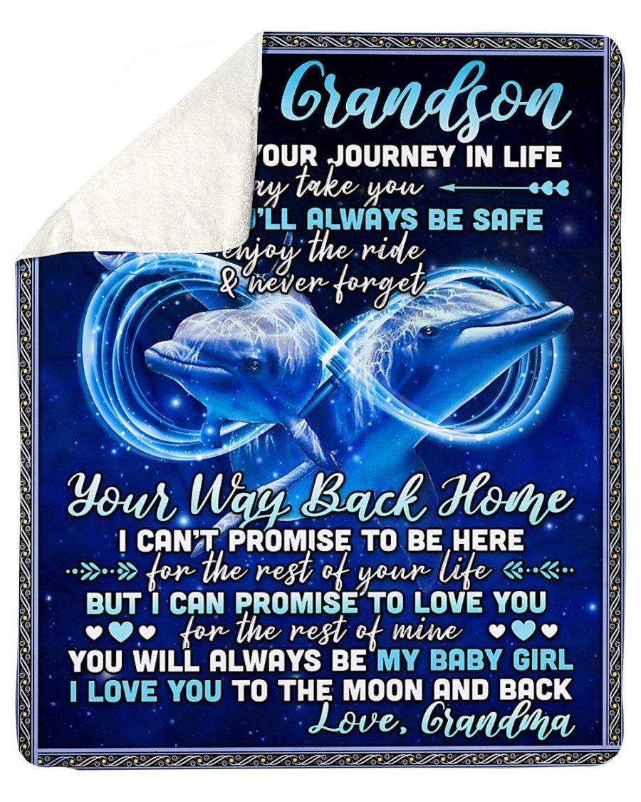 [Personalized Name] Grandmom’S  Never Forget Your Way Back Home Fleece Blanket, Sherpa Blanket, Gift For Grandson Gift For Family Member, Friends Gift, Christmas Gift, Home Decor, Home Living