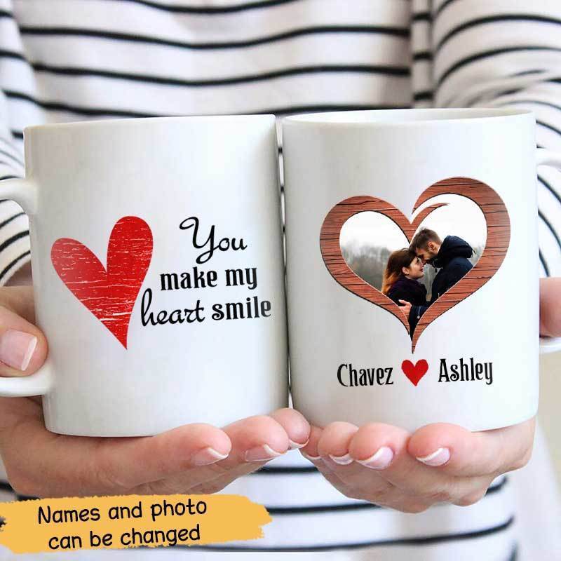 You Make My Heart Smile Couple Personalized Coffee Mug