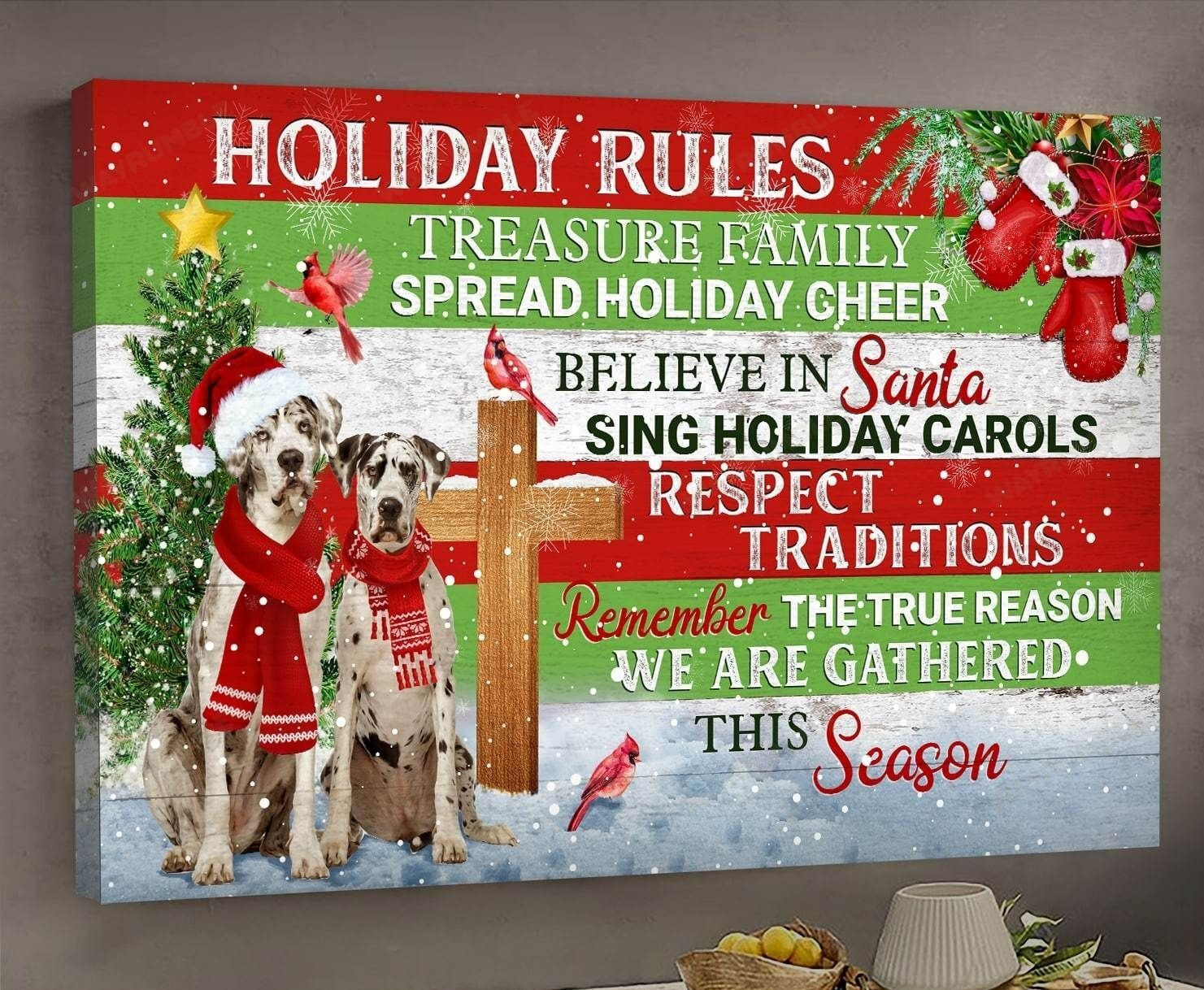 Lovely Dane Xmas Poster – Sing Holiday Carols Canvas Home Decoration Christmas Gifts For Family Members