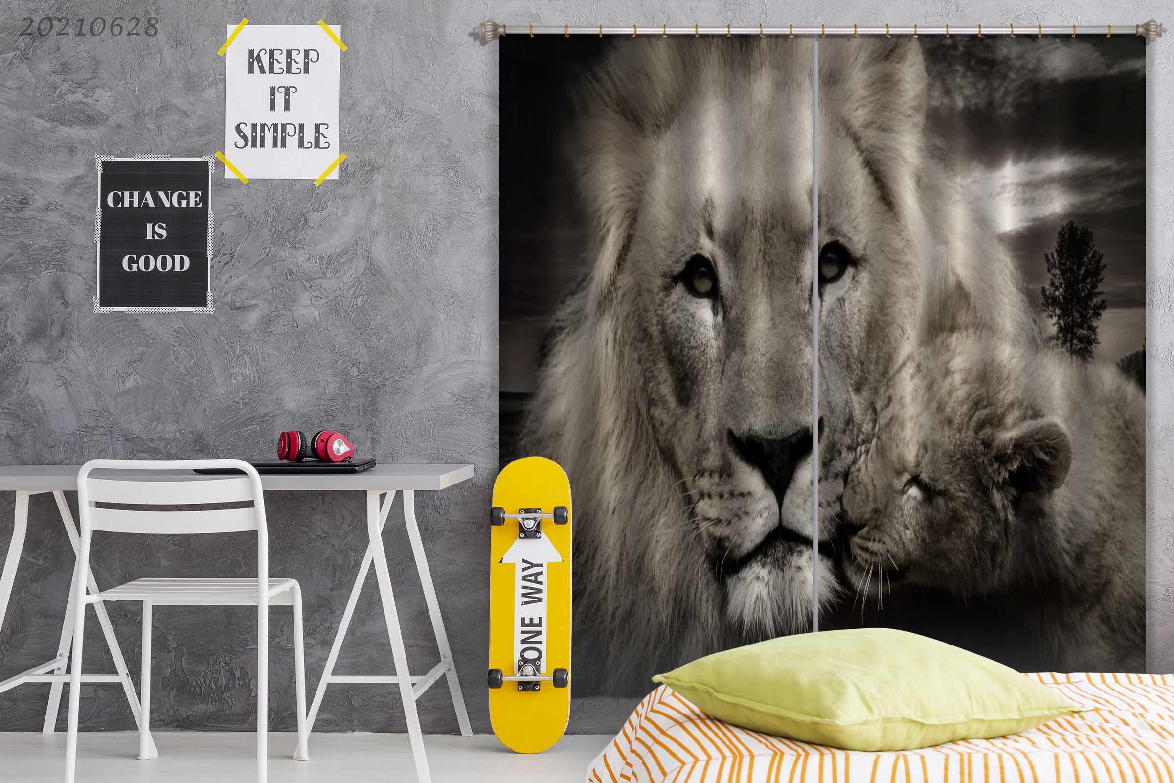 3D Wild Animal Lion Curtains And Drapes Lqh 202