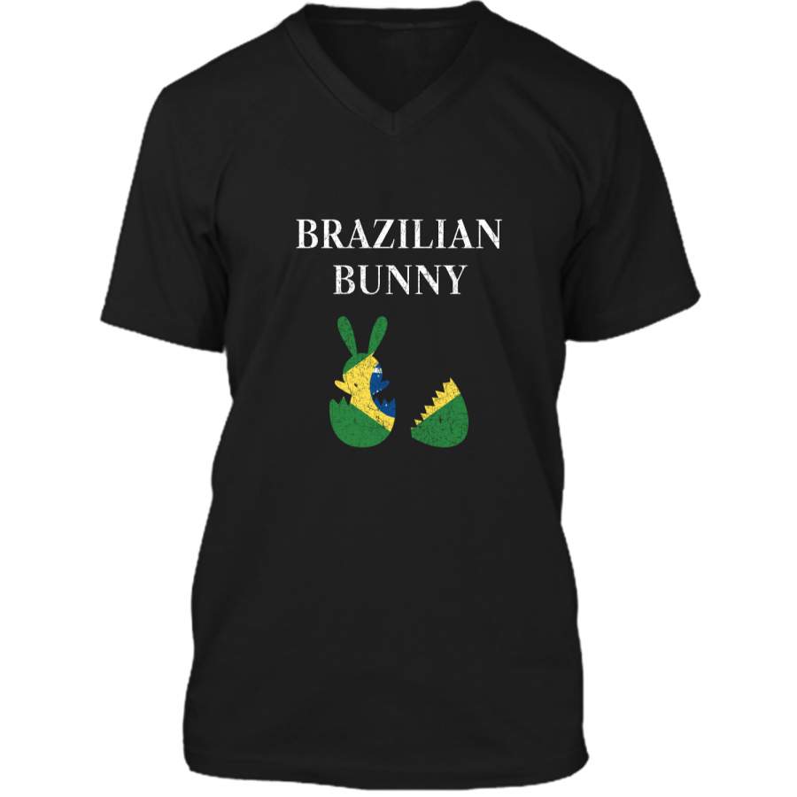 Brazilian Bunny Brazil Flag Easter Distressed Premium Shirt Mens Printed V-Neck T