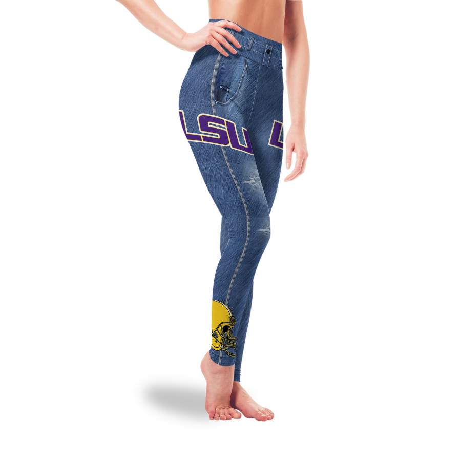 Amazing Blue Jeans LSU Tigers Leggings