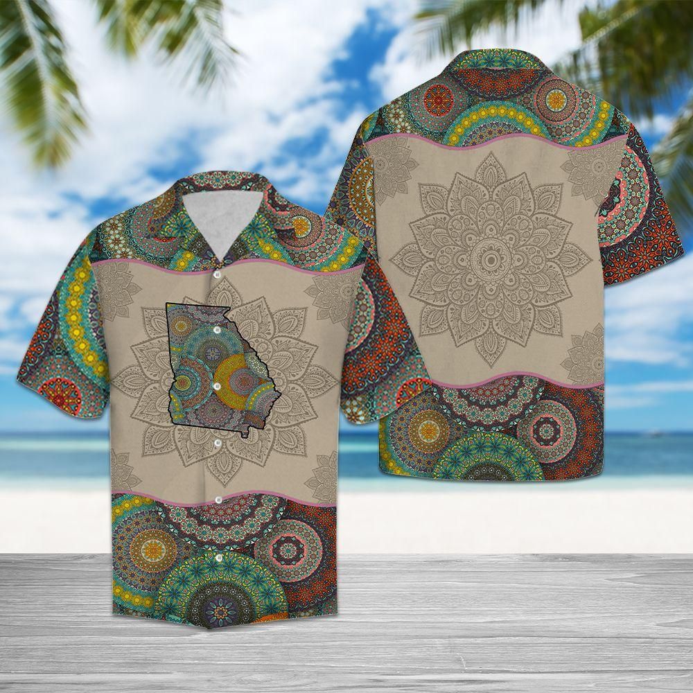 Awesome Georgia Mandala Aloha Hawaiian Shirt Colorful Short Sleeve Summer Beach Casual Shirt For Men And Women