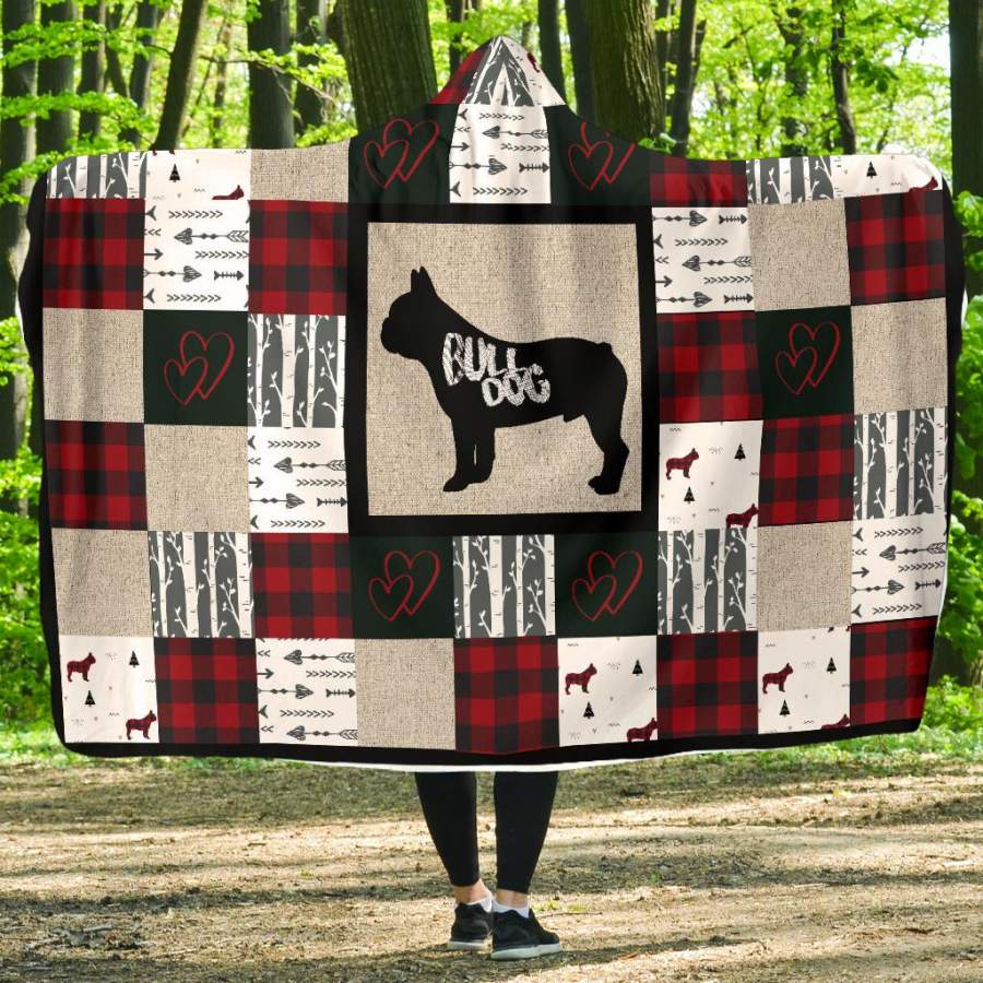 Woodland Patchwork Bull Dog Hooded Blanket