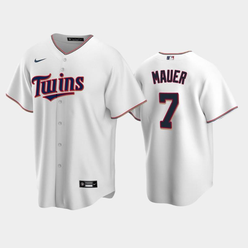 Twins 7 Joe Mauer Home White Jersey