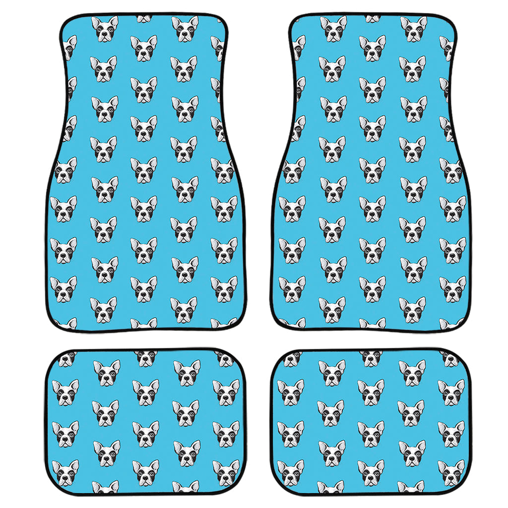 French Bulldog Faces Pattern Print Front And Back Car Floor Mats, Front Car Mat