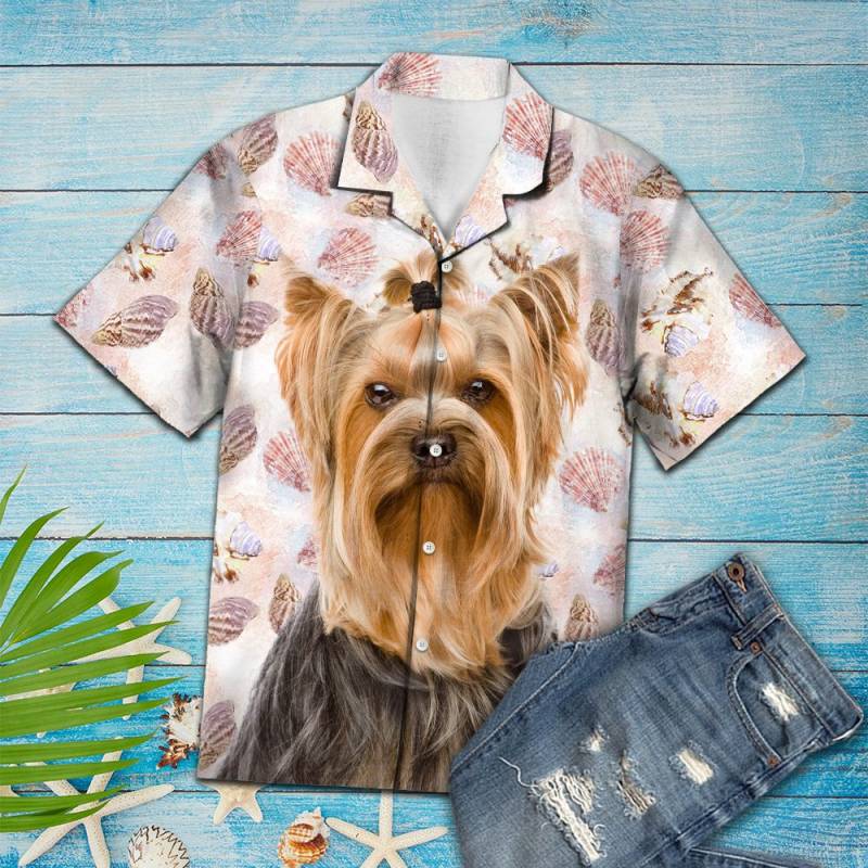 Seashells And Cute Yorkshire Terrier Hawaii Shirt Ha52044