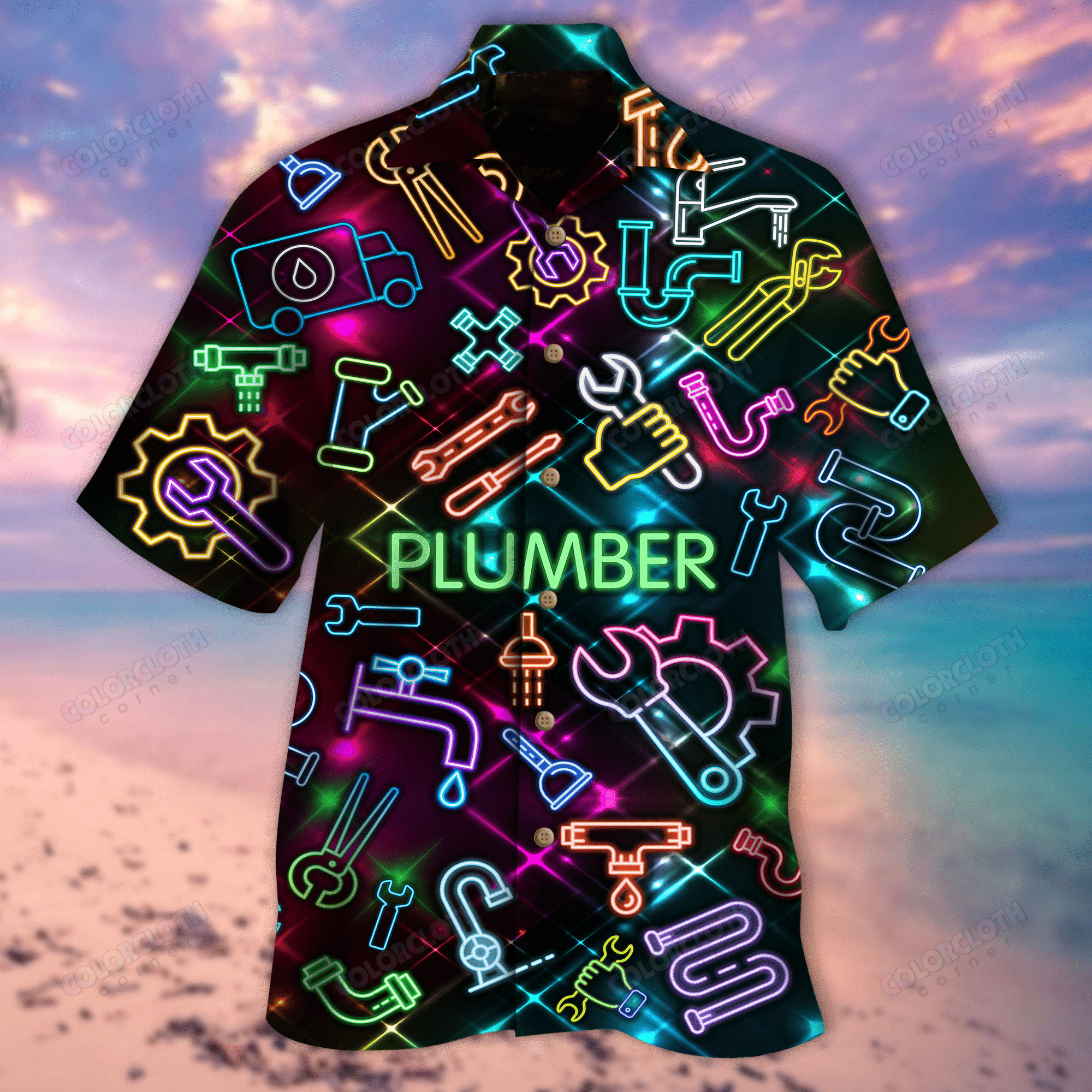 Amazing Neon Plumber Hawaiian Shirt Ha16875