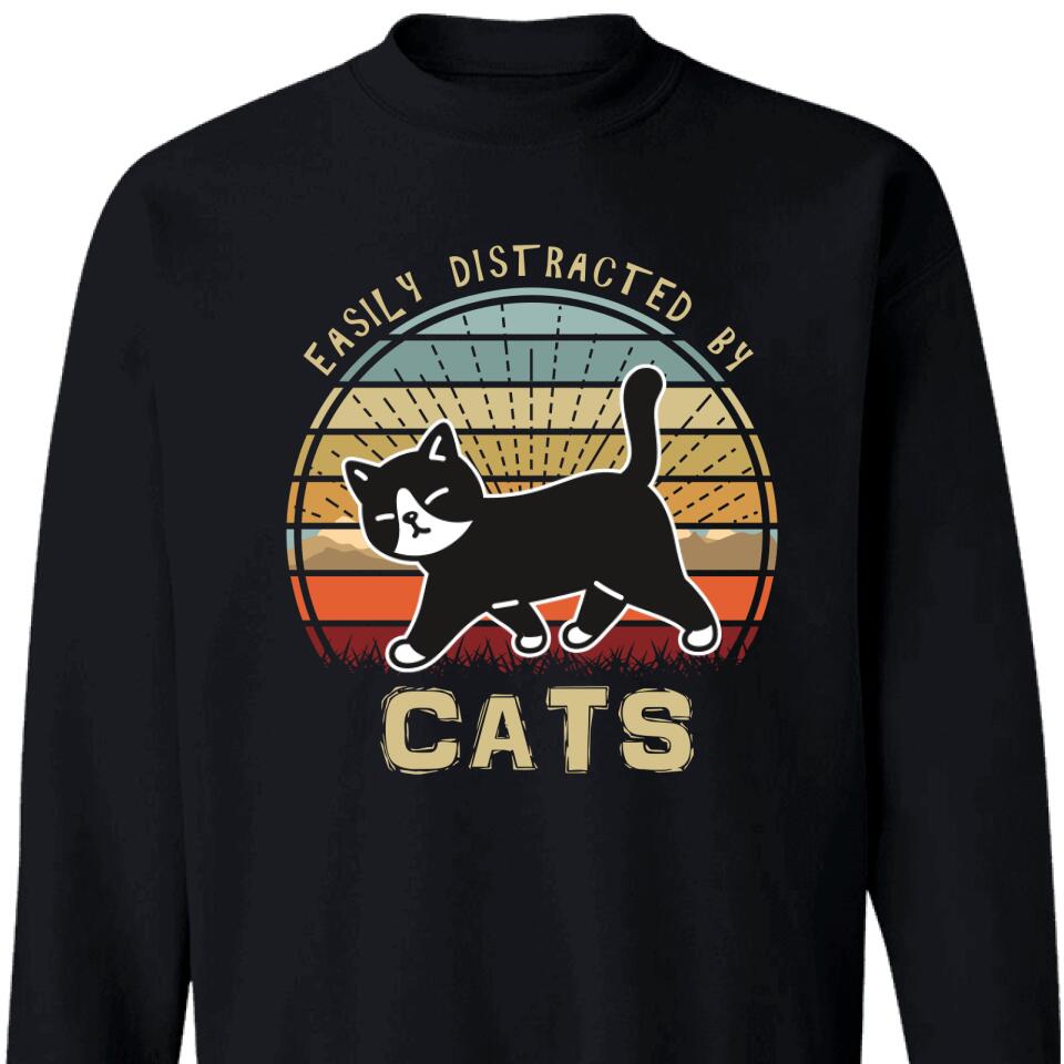 Trending Personalized – Easily Distracted By Cats Customized Sweatshirt, Unique Gift For Cat Owner