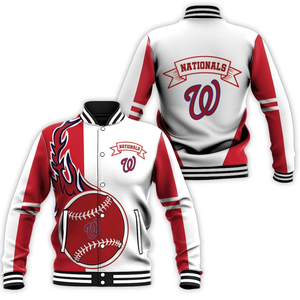 Washington Nationals Red White Baseball Jacket